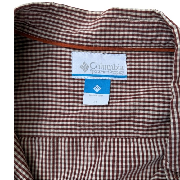 Columbia Cotton Button Down Shirt Red White Gingham, Size XL - Picture 3 of 7